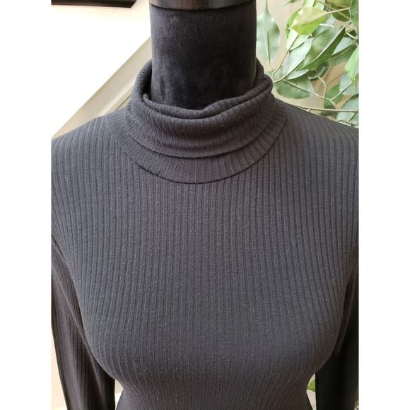 Madewell Top Blouse Women's Small Black Ribbed Long Sleeve Turtle Neck Pullover - Picture 8 of 10